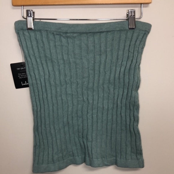 Lulu's Chic Conversation Sage Green Ribbed Skirt Small - Picture 6 of 9